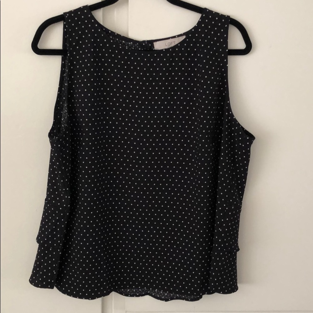 Black and white polkadot sleeveless top